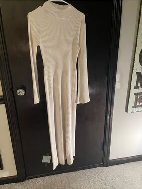 a new day Cream Ribbed Long Sleeve Maxi Dress